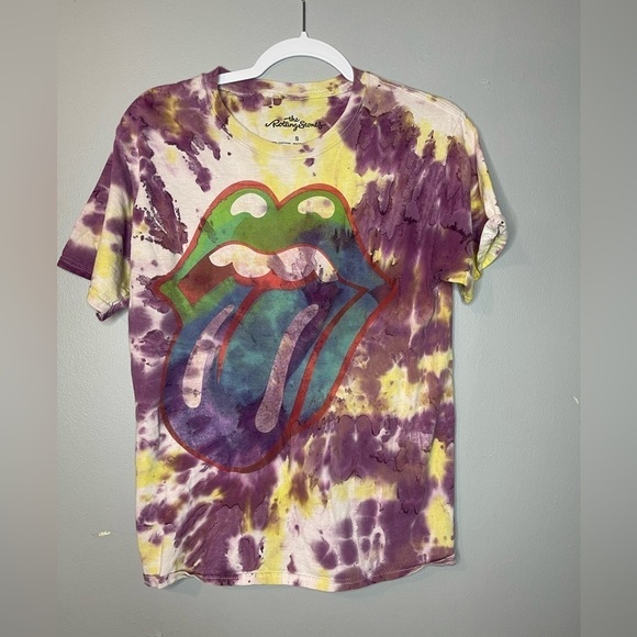 Tye Dye Unisex Small Large Mouth Tongue Out Cotton Shirt by The Rolling Stone - Picture 1 of 6